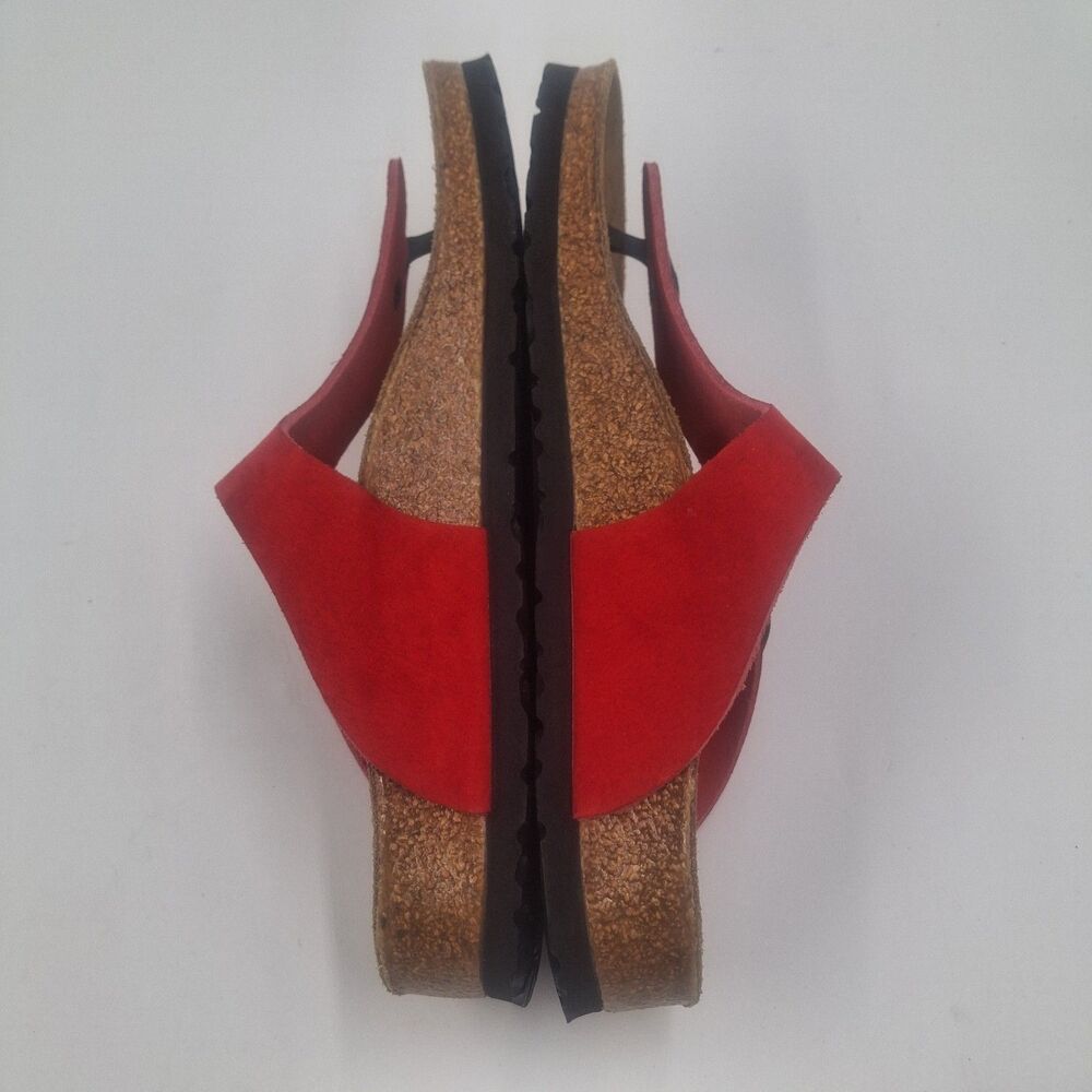 Birkenstock Papillio Sandals Size 38/ 7 Red Suede Gizeh Glitter Sparkle Hearts - Picture 4 of 8